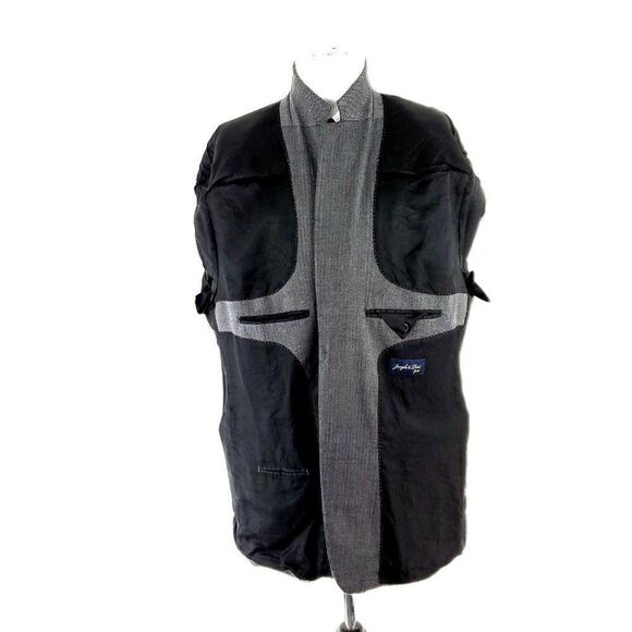 Joseph Feiss Gold Heavy Wool 2 Button Sport Coat 46L Gray Herringbone - Picture 9 of 10